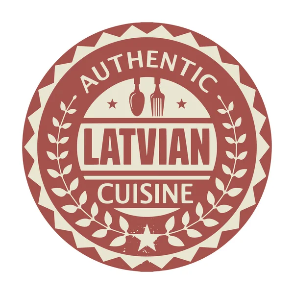 Abstrakte Briefmarke oder Etikett mit dem Text authentische lettische Küche — Stockvektor
