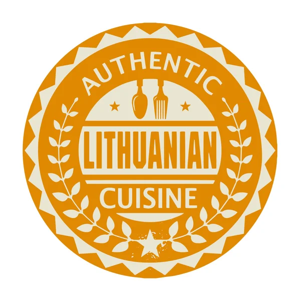 Timbre abstrait ou étiquette avec le texte Authentic Lithuanian Cuisi — Image vectorielle