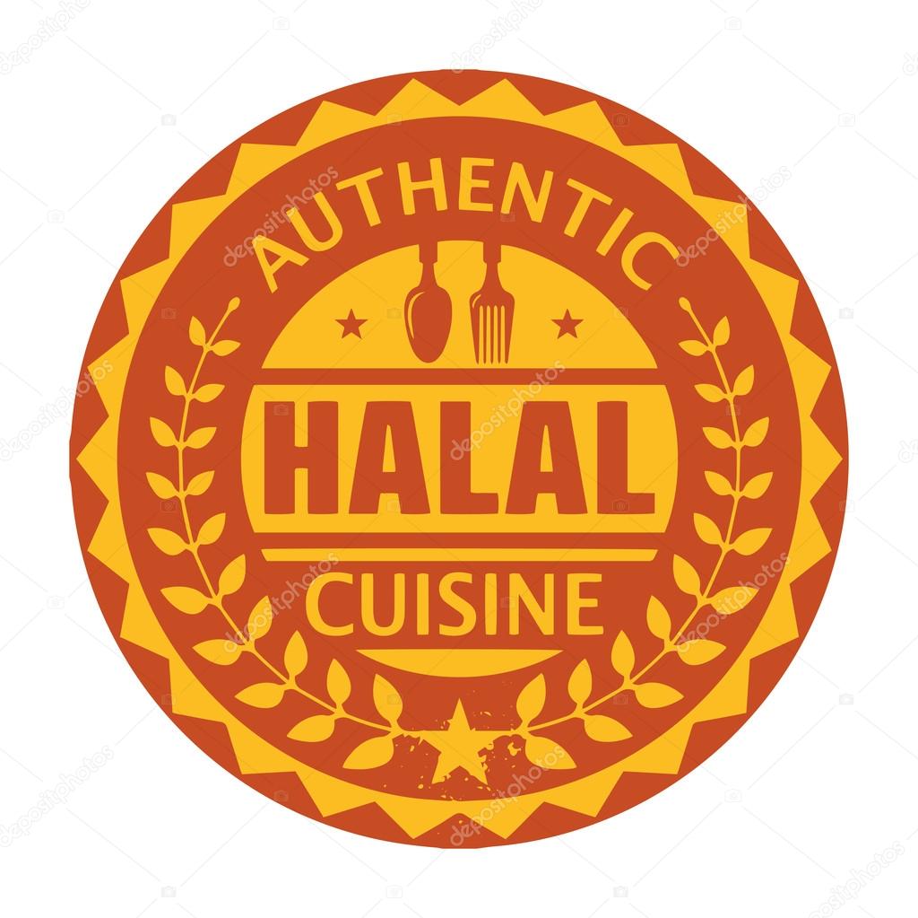 Abstract stamp or label with the text Authentic Halal Cuisine