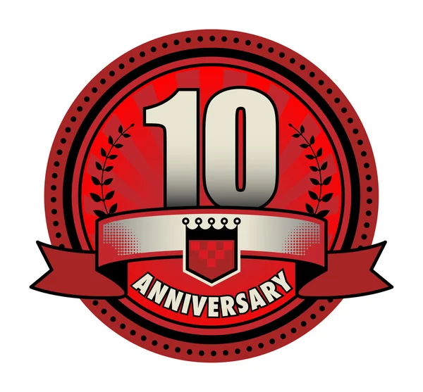 Sello 10 aniversario, ilustración vectorial — Vector de stock