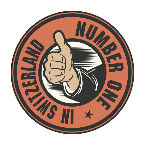 Abstract grunge rubber stamp with text Number One in Switzerland