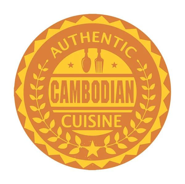 Soyut damga metni otantik Kamboçyalı mutfağı ile — Stok Vektör