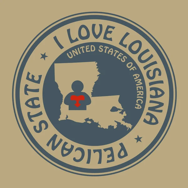 Sello con texto I Love Louisiana inside — Archivo Imágenes Vectoriales
