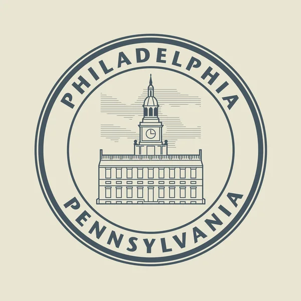 Briefmarke mit dem Namen von Pennsylvania, Philadelphia — Stockvektor