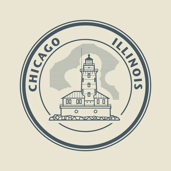邮票名称为伊利诺伊州，芝加哥 — 图库矢量图片