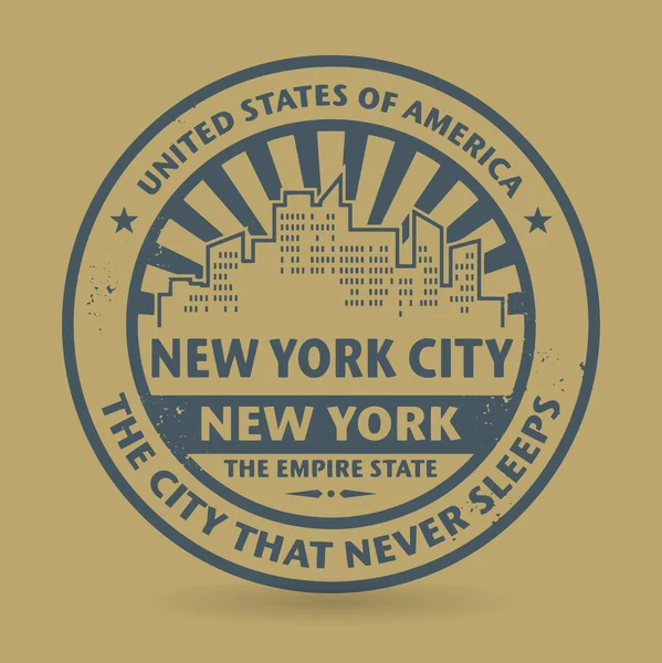 Timbre en caoutchouc Grunge avec le nom de New York, New York — Image vectorielle