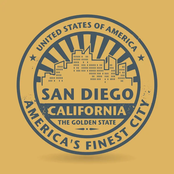 Sello de goma grunge con nombre de San Diego, California — Vector de stock