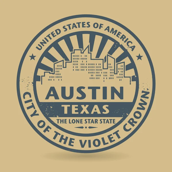 Grunge 橡皮戳同名的奥斯汀，德克萨斯州 — 图库矢量图片