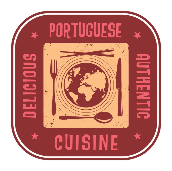 Sello abstracto con el texto Delicioso, Auténtico Cui Portugués — Vector de stock