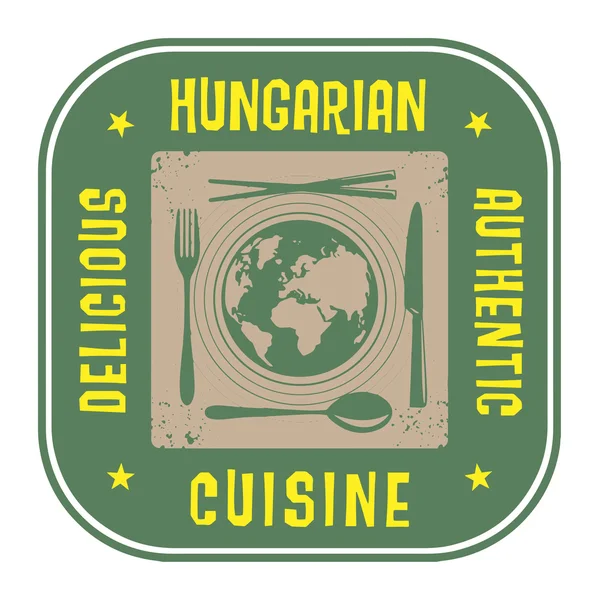 Selo abstrato com o texto Cozinha húngara autêntica escrita — Vetor de Stock