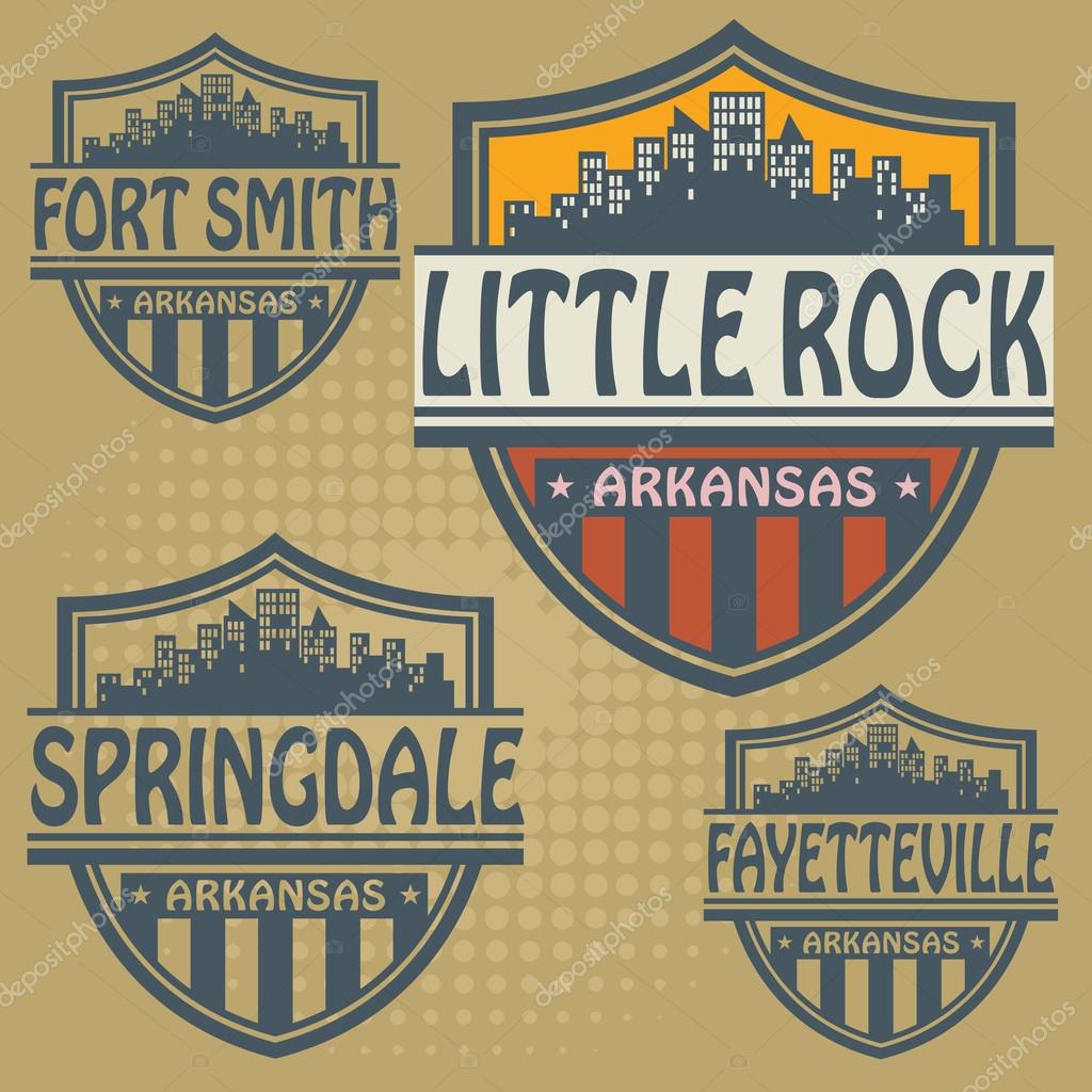 Label set with names of Arkansas cities Stock Vector by ©_fla 54909571