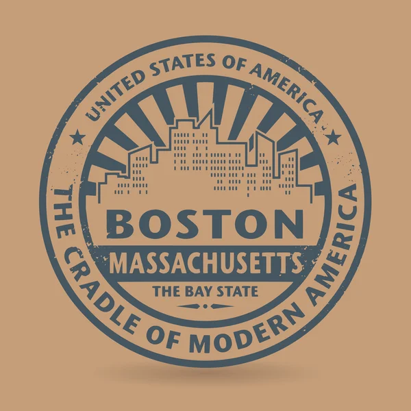 Sello de goma grunge con el nombre de Boston, Massachusetts — Archivo Imágenes Vectoriales