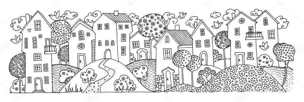 Hand drawing houses