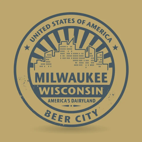 Timbre en caoutchouc Grunge avec le nom de Milwaukee, Wisconsin — Image vectorielle