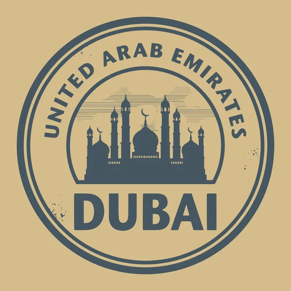 Stamp or label with text Dubai, United Arab Emirates — Stock Vector
