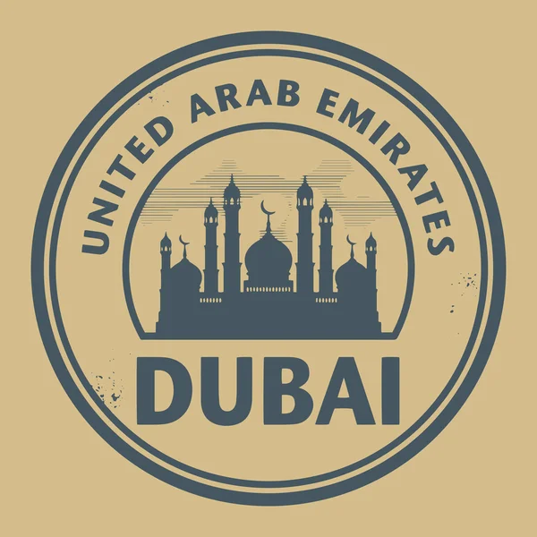 Sello o etiqueta con texto Dubai, Emiratos Árabes Unidos — Vector de stock