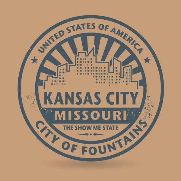 Ștampila de cauciuc Grunge cu numele de Kansas City, Missouri — Vector de stoc