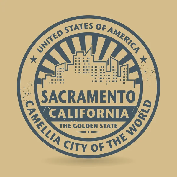 Sello de goma grunge con nombre Sacramento, California — Vector de stock