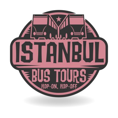 Soyut damga metni Istanbul, otobüs Turları ile