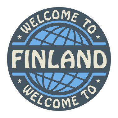 Renk damga ile metin Finlandiya hoş geldiniz içinde
