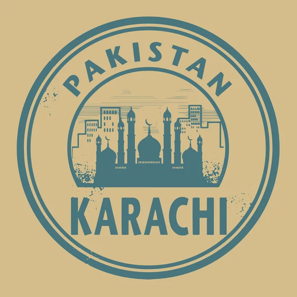 Sello o etiqueta con texto Karachi, Pakistán dentro — Archivo Imágenes Vectoriales