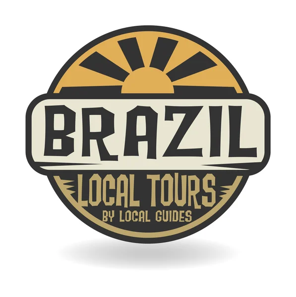 Selo abstrato com texto Brasil, Tours locais — Vetor de Stock