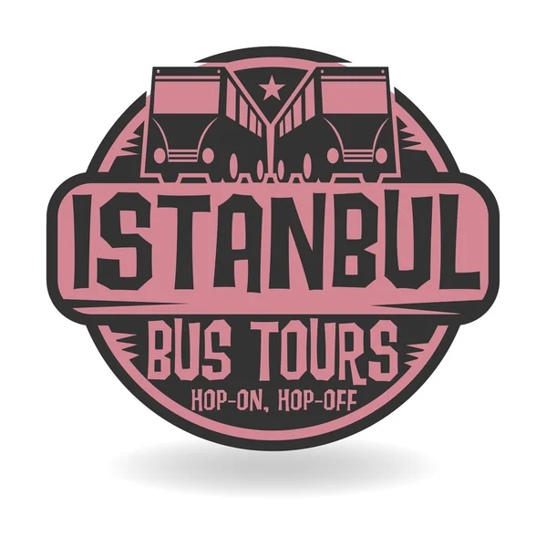 Soyut damga metni Istanbul, otobüs Turları ile — Stok Vektör