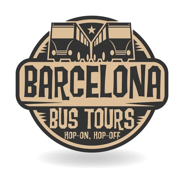 Abstract stamp with text Barcelona, Bus Tours — Stock Vector