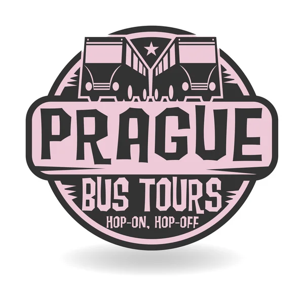 Abstrakte Briefmarke mit Text Prag, Bustouren — Stockvektor