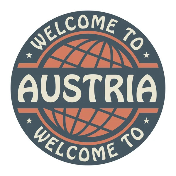 Színes bélyegző szöveg: Welcome to Ausztria belül — Stock Vector