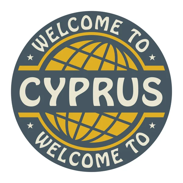 Timbro a colori con testo Benvenuti a Cipro all'interno — Vettoriale Stock