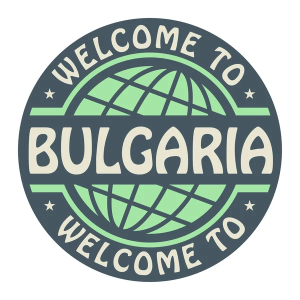 Timbre couleur avec texte Bienvenue en Bulgarie à l'intérieur — Image vectorielle