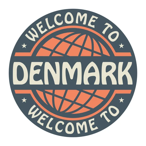 Barva razítka s textem Vítejte v Dánsku uvnitř — Stockový vektor