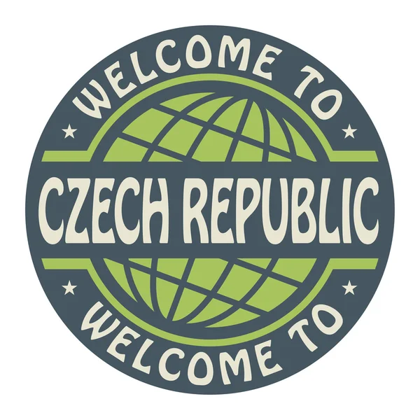 捷克共和国欢迎文本颜色加盖里面 — 图库矢量图片