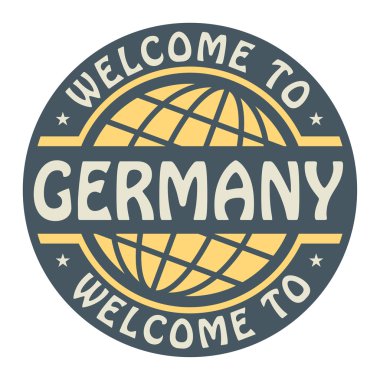Renk damga ile metin Almanya hoş geldiniz içinde