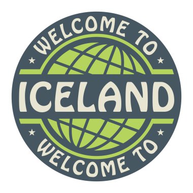 Renk damga ile metin İzlanda hoş geldiniz içinde