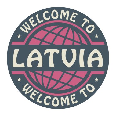 Renk damga metni hoşgeldiniz Letonya ile içinde