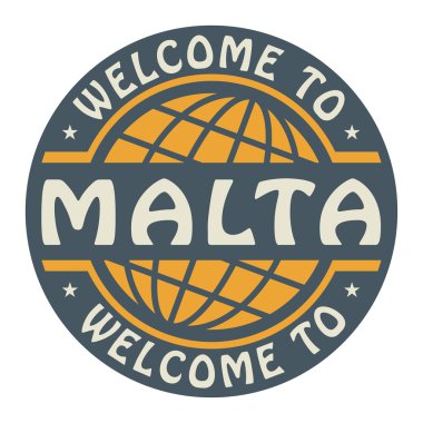 Renk damga ile metin Malta hoş geldiniz içinde