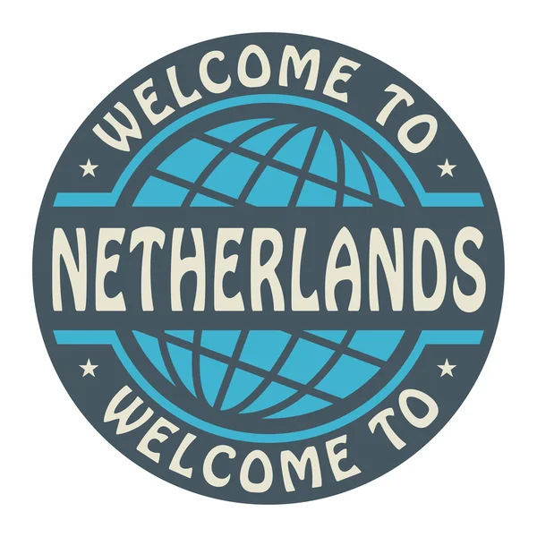 Sello de color con texto Bienvenido a Holanda dentro — Vector de stock