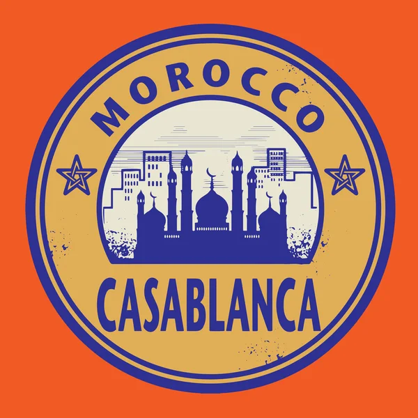 Stamp or label with text Casablanca, Morocco inside — Stock Vector