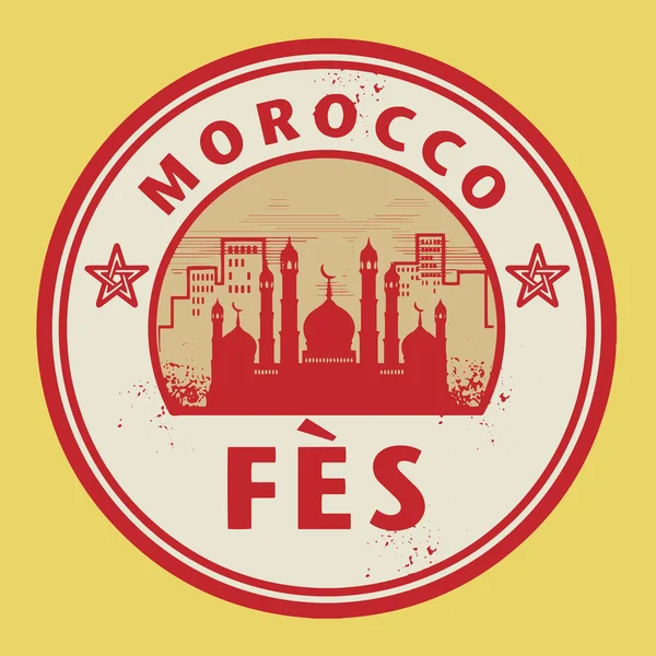 Timbre ou étiquette avec texte Fès, Maroc intérieur — Image vectorielle