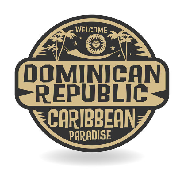 Stamp or label with the name of Dominican Republic