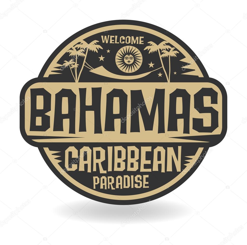 Stamp or label with the name of Bahamas