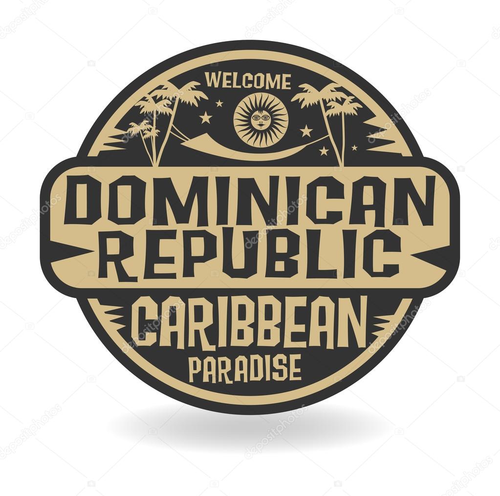 Stamp or label with the name of Dominican Republic