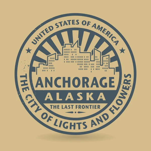阿拉斯加的安克雷奇同名 grunge 橡皮戳 — 图库矢量图片
