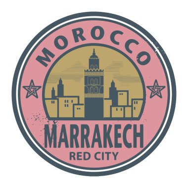 damga veya metin Marakeş, Fas içinde etiketi