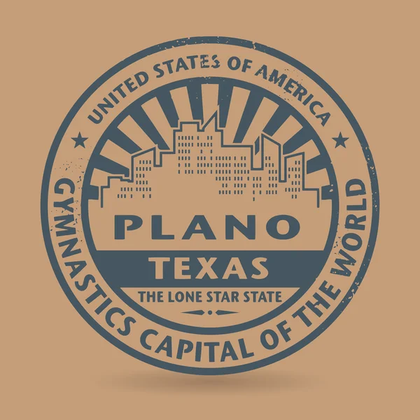 Sello de goma grunge con el nombre de Plano, Texas — Vector de stock