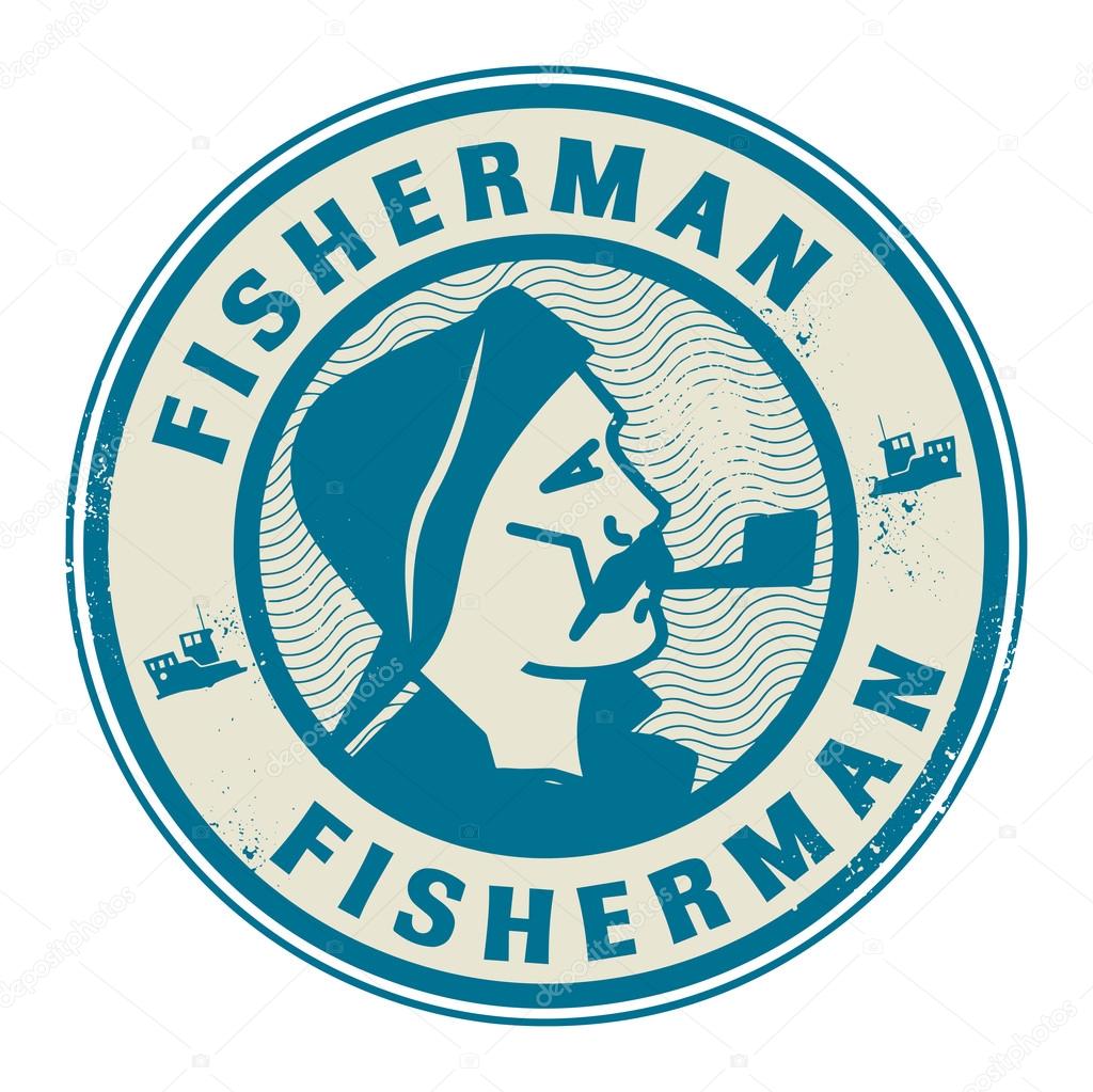 Grunge rubber stamp with the word Fisherman