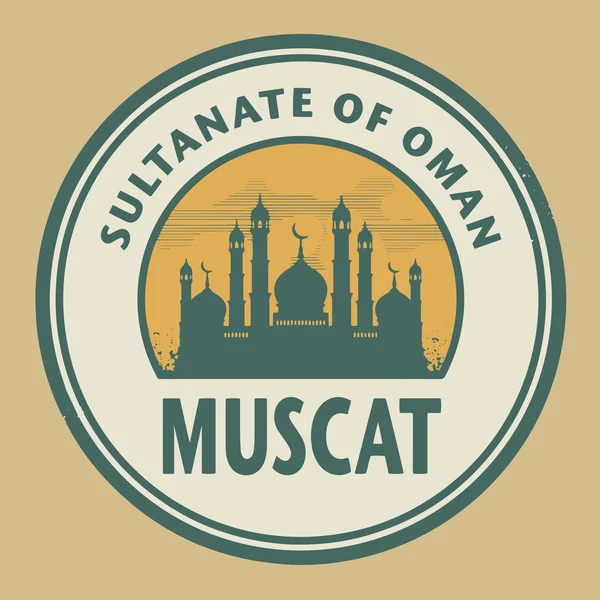 Timbre ou étiquette avec texte Muscat, Oman à l'intérieur — Image vectorielle