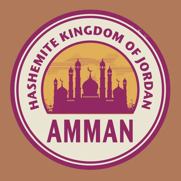 Sello o etiqueta con texto Ammán, Jordania interior — Archivo Imágenes Vectoriales